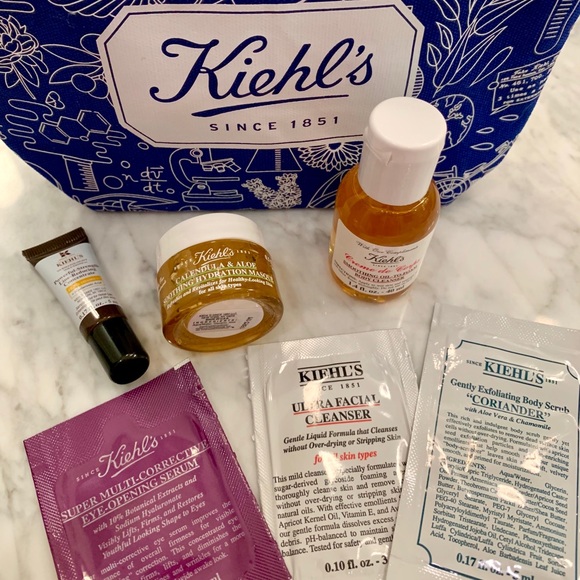 Kiehl’s Printed Canvas Travel pouch with 5 samples - Picture 3 of 10